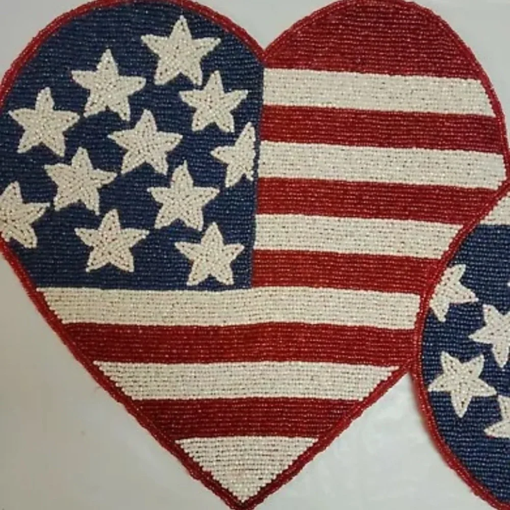 Patriotic Beaded TableRunner Centerpiece 13x36 Table runner Storehouse J…